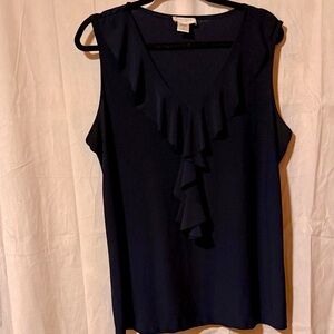 #56-Elan +Grace Navy Ruffle Camisole Top